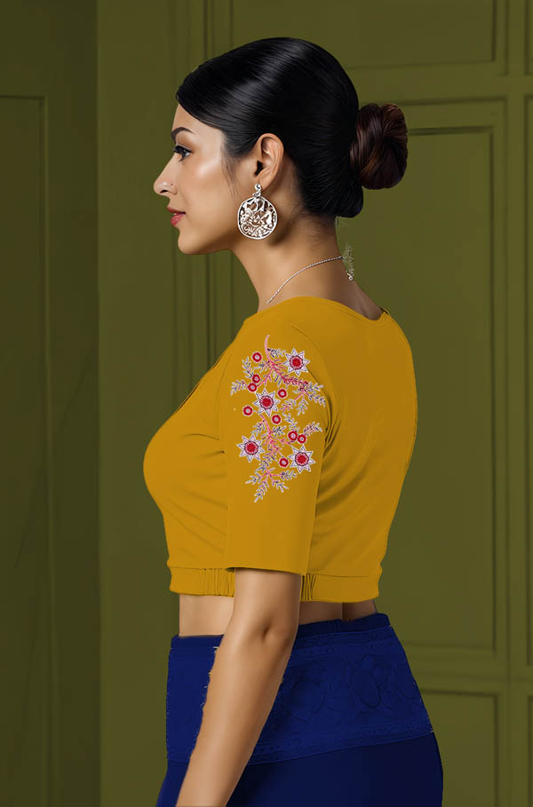 Left Sleeve View plain-back-elbow-sleeves-sleeve-deep-yellow-sleeve_left-peacock-vine-red-sleeve-left