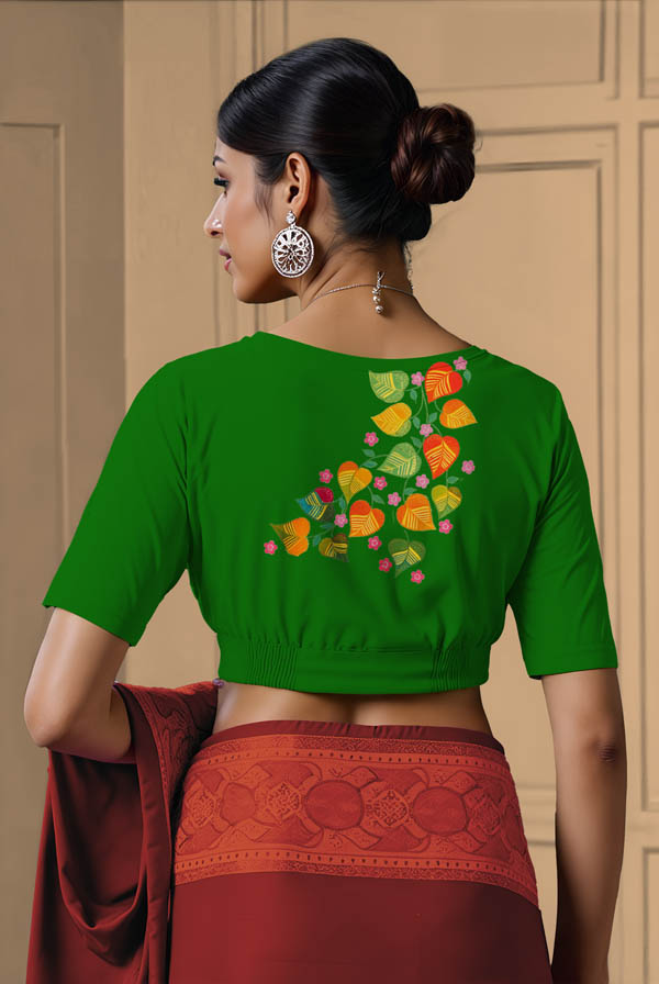 Back View plain-back-elbow-sleeves-sleeve-forest-green-back-money-plant-back