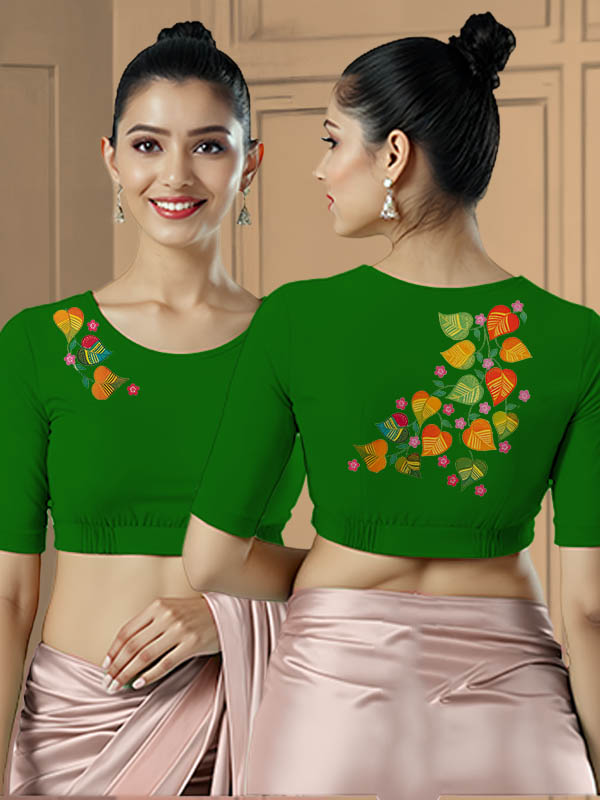 Back View plain-back-elbow-sleeves-sleeve-forest-green-main-front-money-plant-front-back-money-plant-back