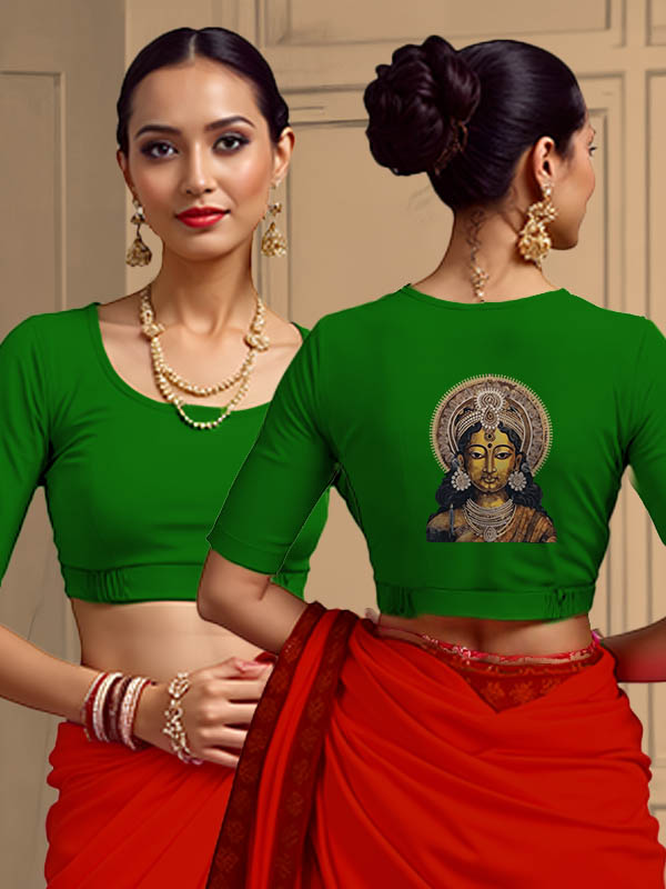 Back View plain-back-elbow-sleeves-sleeve-forest-green-main-front-plain-front-back-bronze-woman