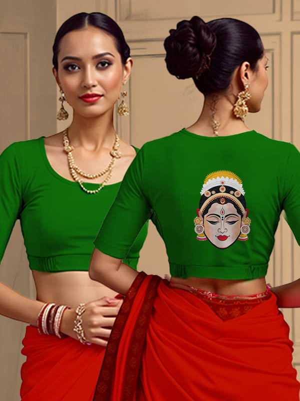 Back View plain-back-elbow-sleeves-sleeve-forest-green-main-front-plain-front-back-festive-dancer