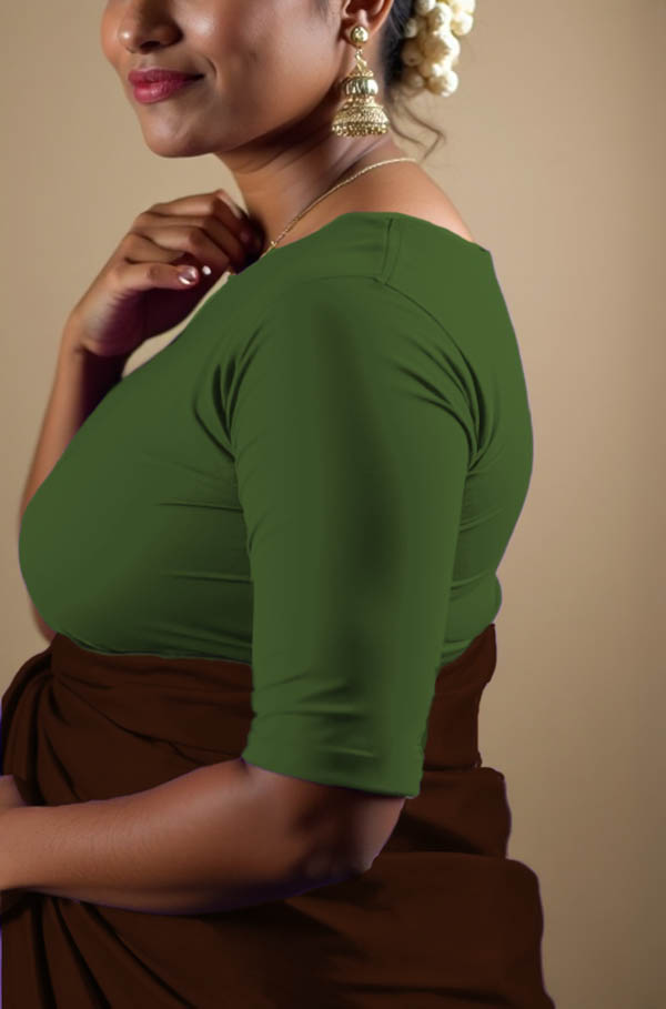 Left Sleeve View plain-back-elbow-sleeves-sleeve-mehendi-green-sleeve_left-plain-sleeve-left