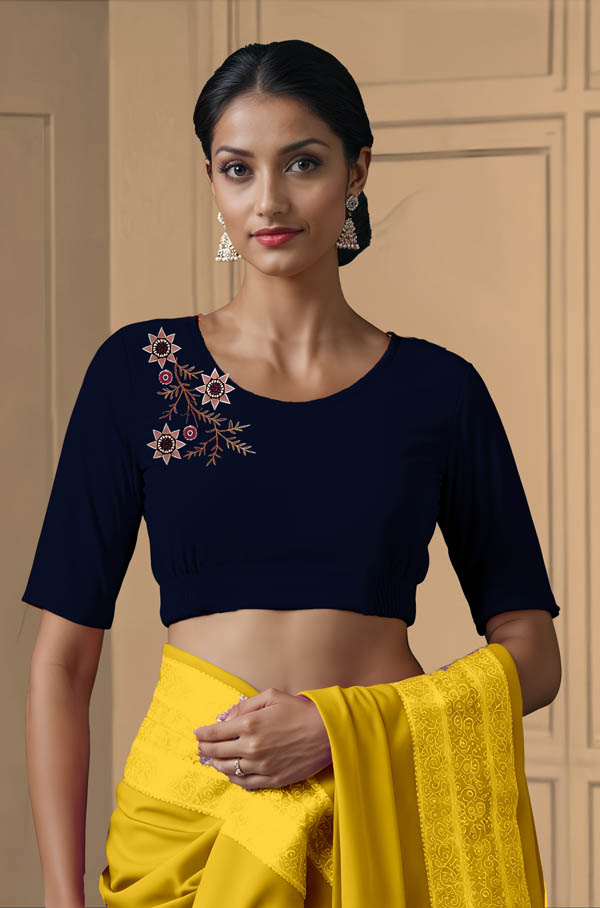 Front View plain-back-elbow-sleeves-sleeve-navy-blue-front-peacock-vine-mauve-front