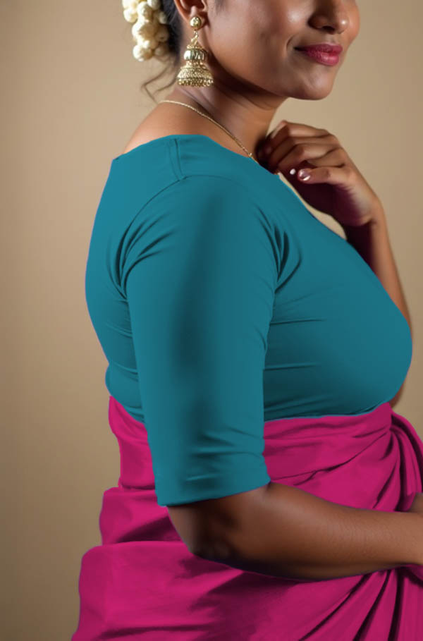 Left Sleeve View plain-back-elbow-sleeves-sleeve-peacock-blue-sleeve_left-plain-sleeve-left