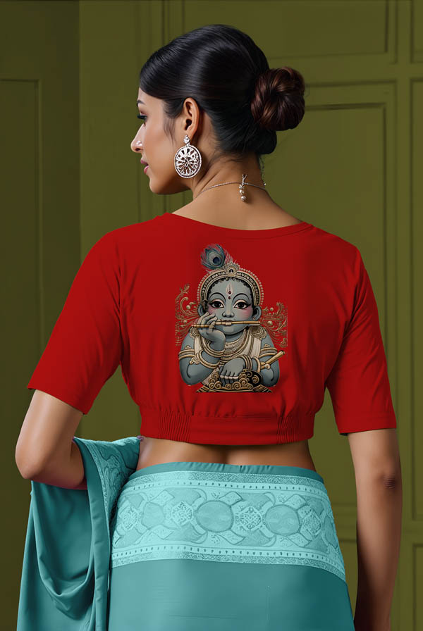 Back View plain-back-elbow-sleeves-sleeve-red-back-baby-krishna-grey-back