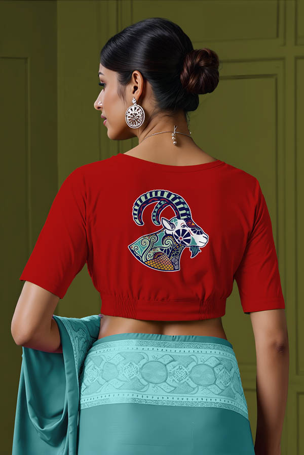 Back View plain-back-elbow-sleeves-sleeve-red-back-capricorn-back