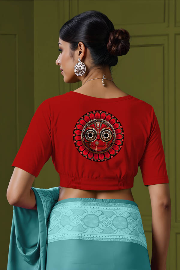 Back View plain-back-elbow-sleeves-sleeve-red-back-lord-jagganath-mask-back
