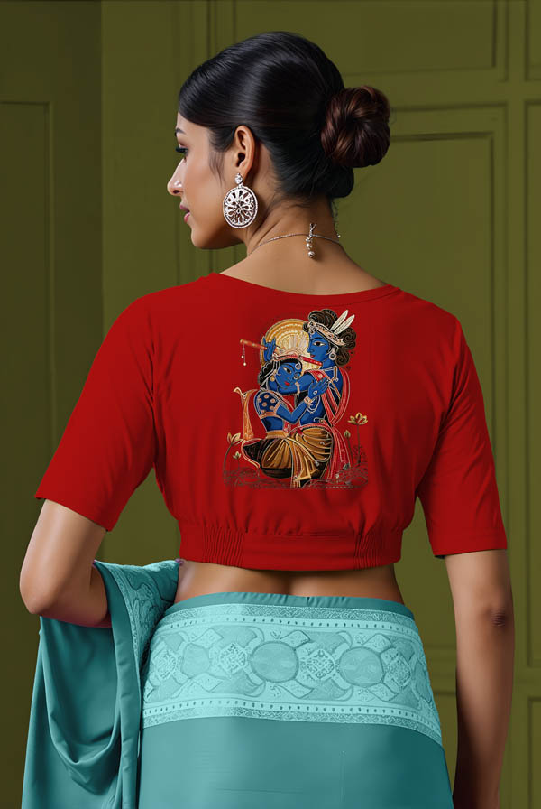 Back View plain-back-elbow-sleeves-sleeve-red-back-radha-krishna-pond-back