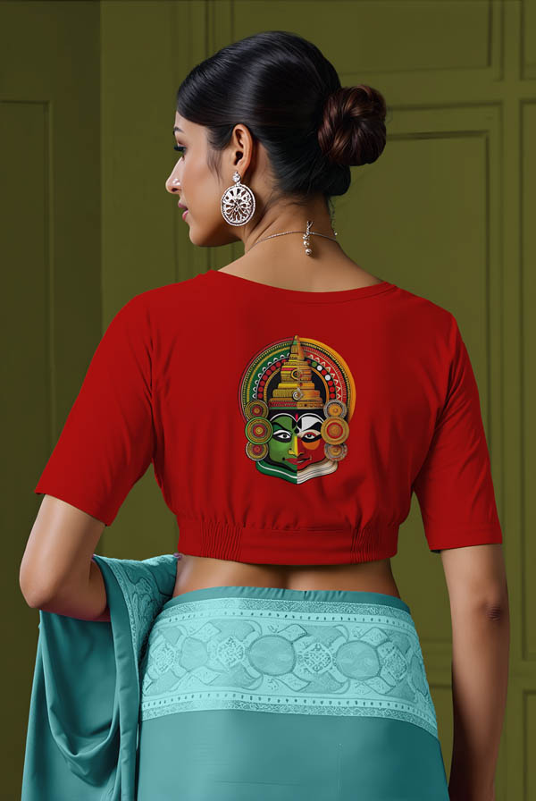 Back View plain-back-elbow-sleeves-sleeve-red-back-red-green-kathakali