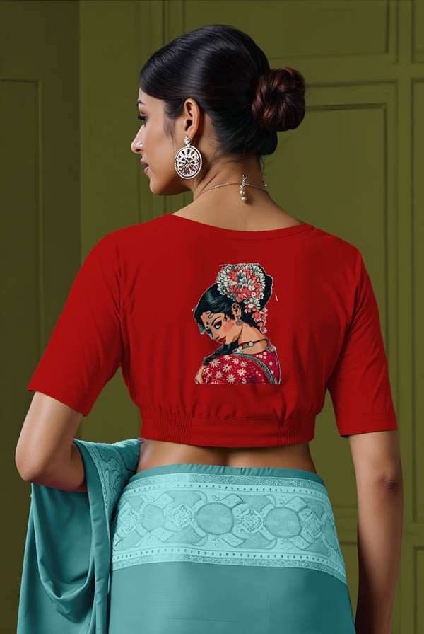 Back View plain-back-elbow-sleeves-sleeve-red-back-vintage-woman-back