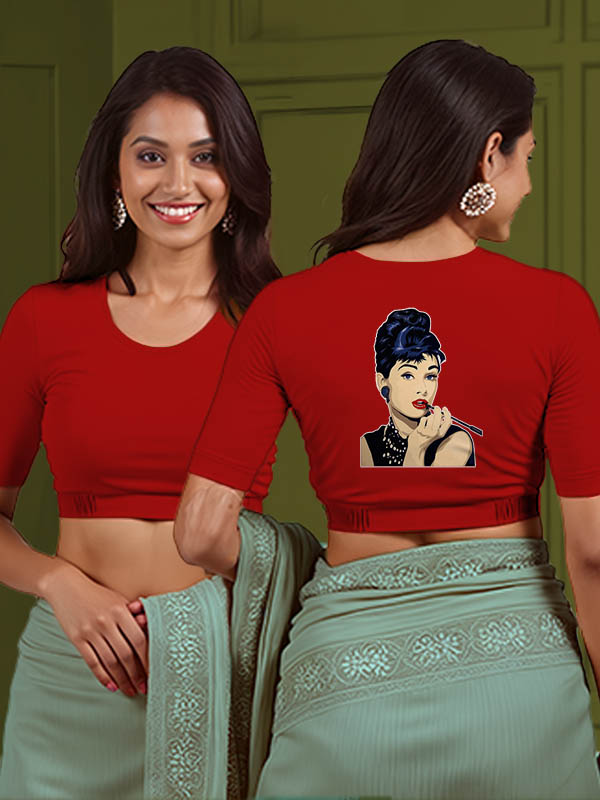 Back View plain-back-elbow-sleeves-sleeve-red-main-front-plain-front-back-audrey