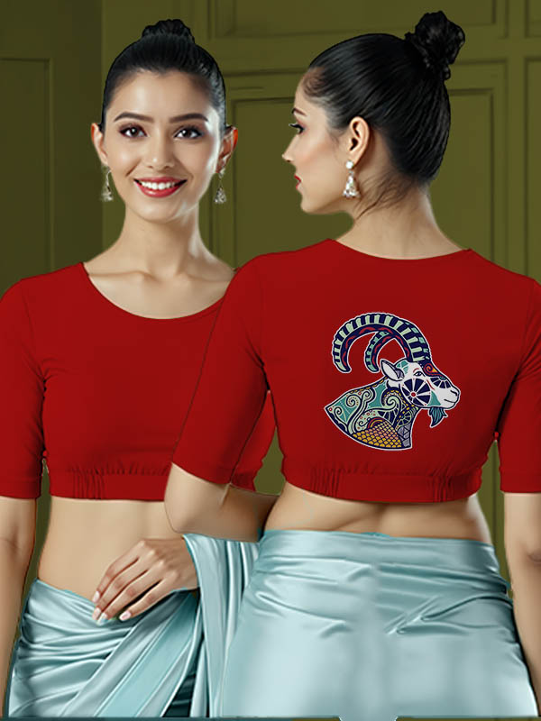 Back View plain-back-elbow-sleeves-sleeve-red-main-front-plain-front-back-capricorn-back