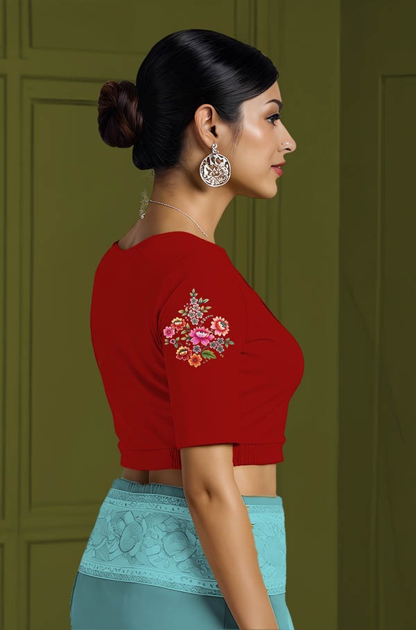 Right Sleeve View plain-back-elbow-sleeves-sleeve-red-sleeve_right-flower-vine-sleeve-right