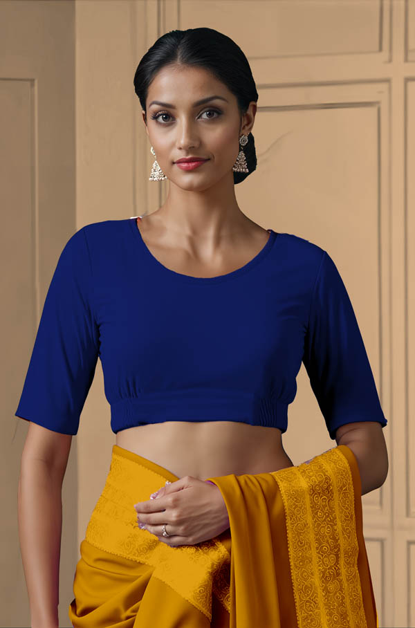 Front View plain-back-elbow-sleeves-sleeve-royal-blue-front-plain-front