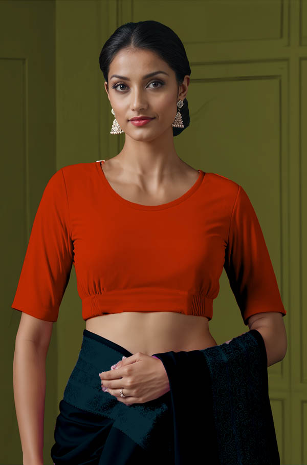 Front View plain-back-elbow-sleeves-sleeve-rust-orange-front-plain-front