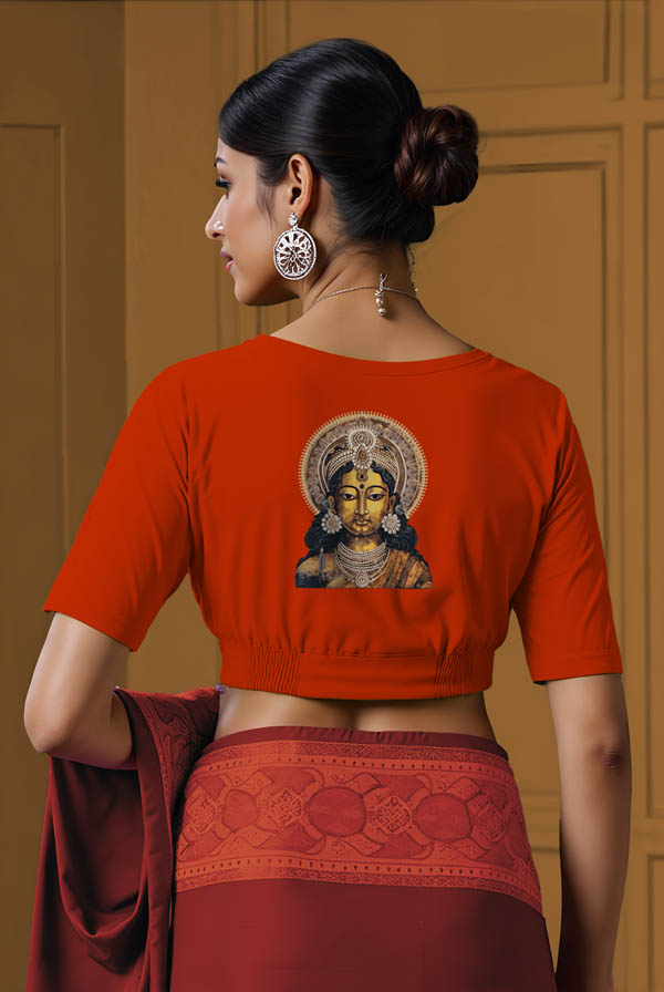 Back View plain-back-elbow-sleeves-sleeve-teal-back-bronze-woman