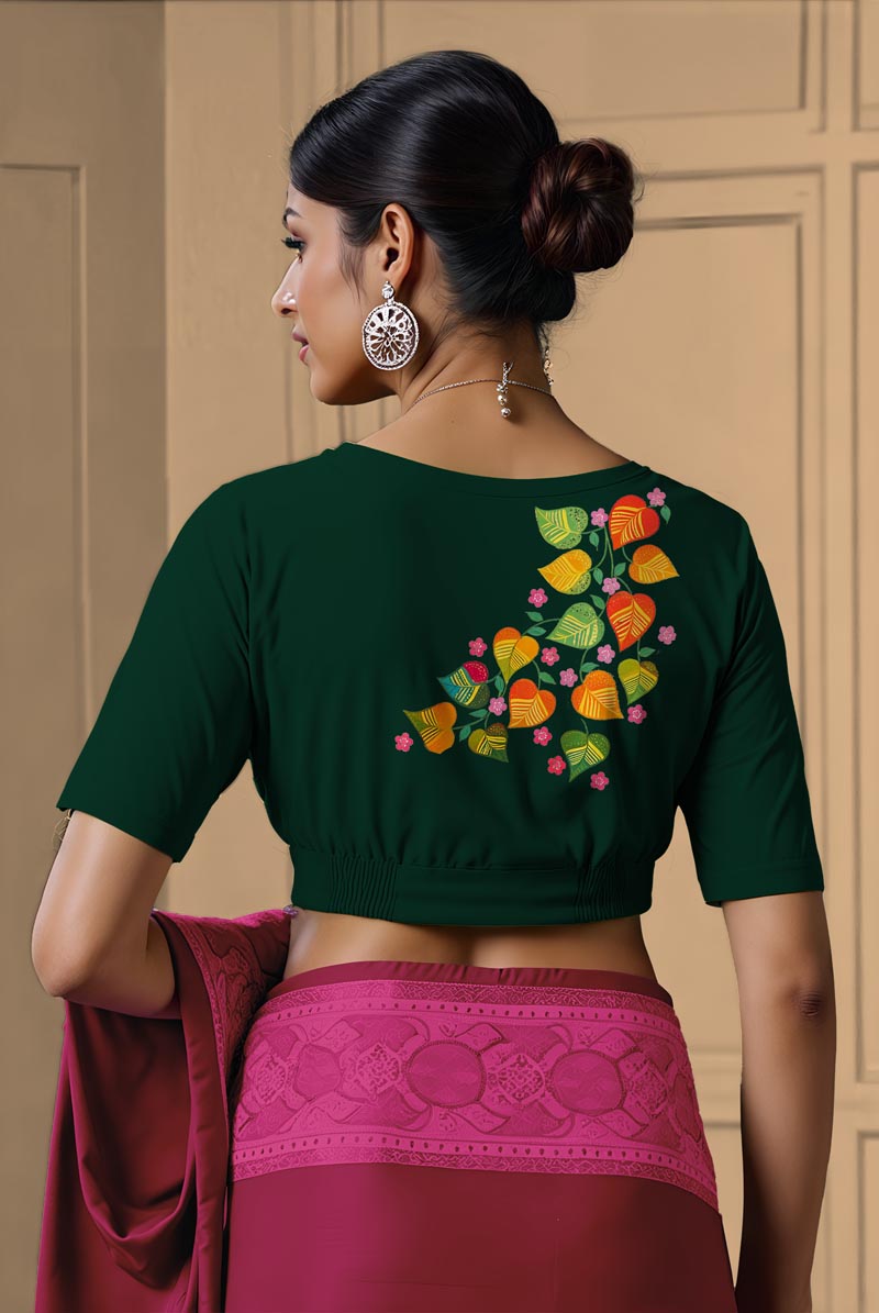 Back View plain-back-elbow-sleeves-sleeve-teal-back-money-plant-back