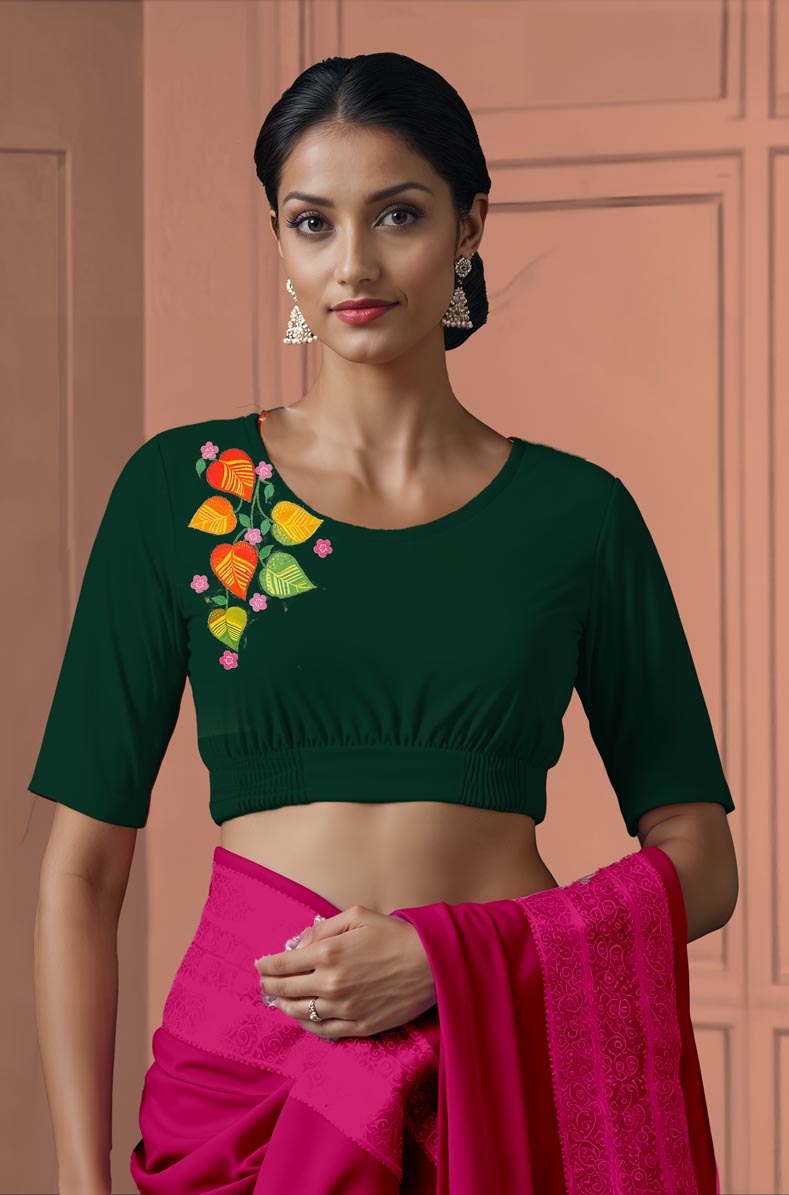 Front View plain-back-elbow-sleeves-sleeve-teal-front-money-plant-front