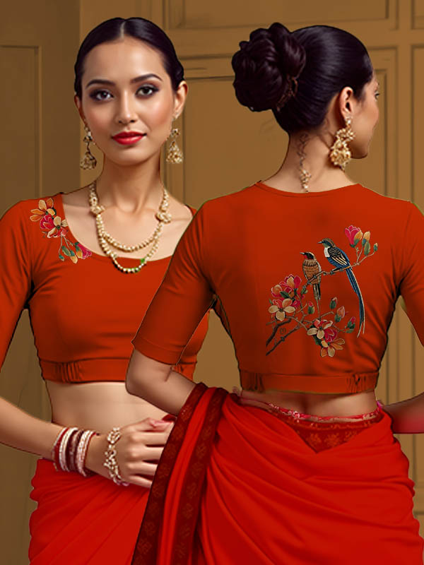 Back View plain-back-elbow-sleeves-sleeve-teal-main-front-multicoloured-exotic-birds-front-back-multicoloured-exotic-birds