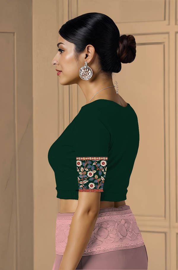 Left Sleeve View plain-back-elbow-sleeves-sleeve-teal-sleeve_left-kalamakarr-border-red-blue-vertical-sleeve-left