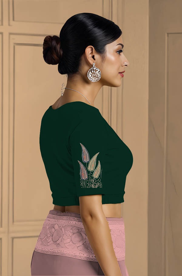 Right Sleeve View plain-back-elbow-sleeves-sleeve-teal-sleeve_right-abstact-leaves-border-horizontal-sleeve-right