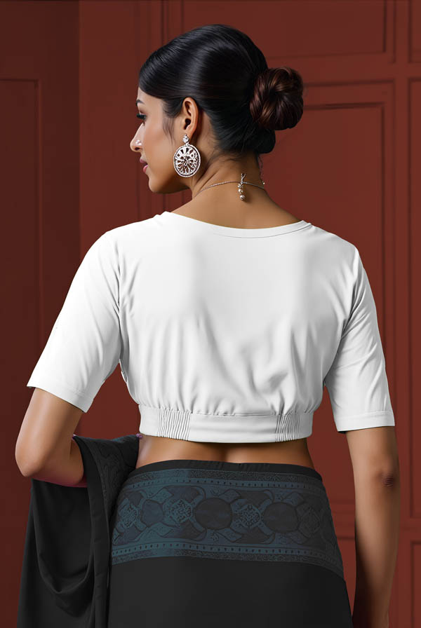 Back View plain-back-elbow-sleeves-sleeve-white-back-plain-back