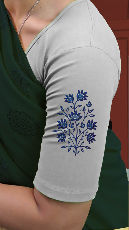 Left Sleeve View plain-back-elbow-sleeves-sleeve-white-sleeve_left-blue-butta-sleeve-left