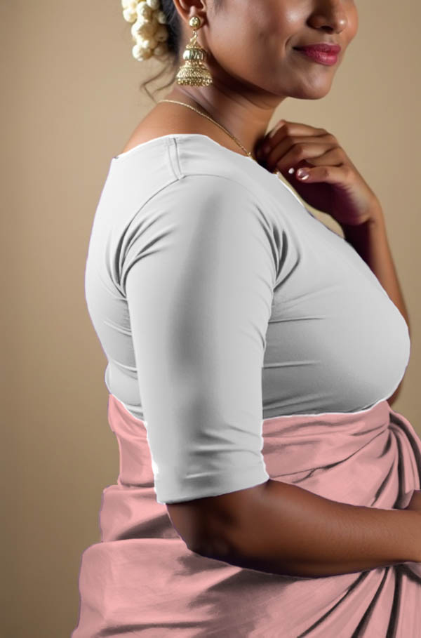 Left Sleeve View plain-back-elbow-sleeves-sleeve-white-sleeve_left-plain-sleeve-left