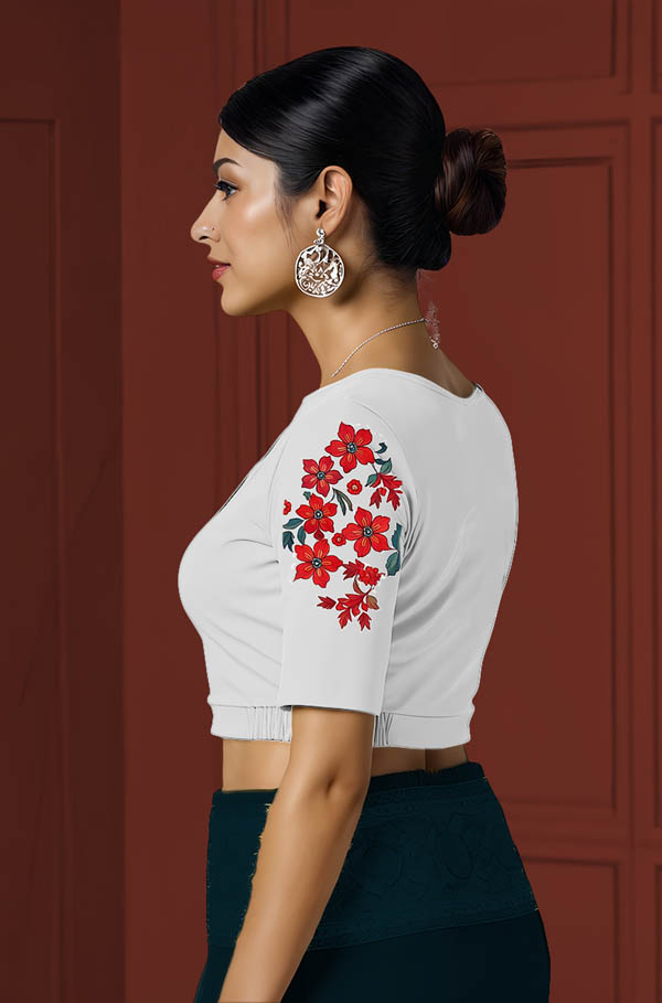 Left Sleeve View plain-back-elbow-sleeves-sleeve-white-sleeve_left-red-flowers-sleeve-left