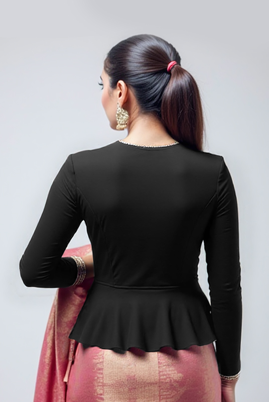 Back View plain-back-long-sleeves-sleeve-black-back-plain-back