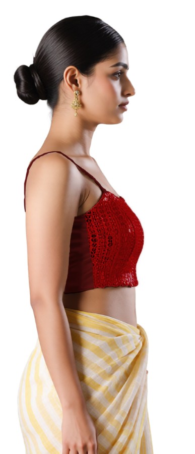 Right Sleeve View open-back-with-tie-back-sleeveless-sleeve-sequin-red-sleeve_right-plain-sleeve-right