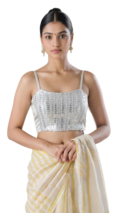 Front View open-back-with-tie-back-sleeveless-sleeve-sequin-silver-front-plain-front