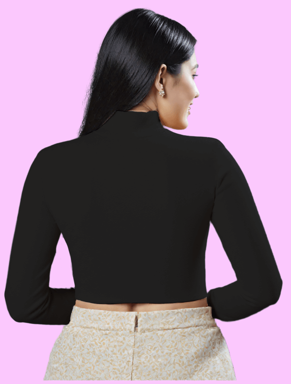 Back View plain-back-long-sleeves-sleeve-black-back-plain-back