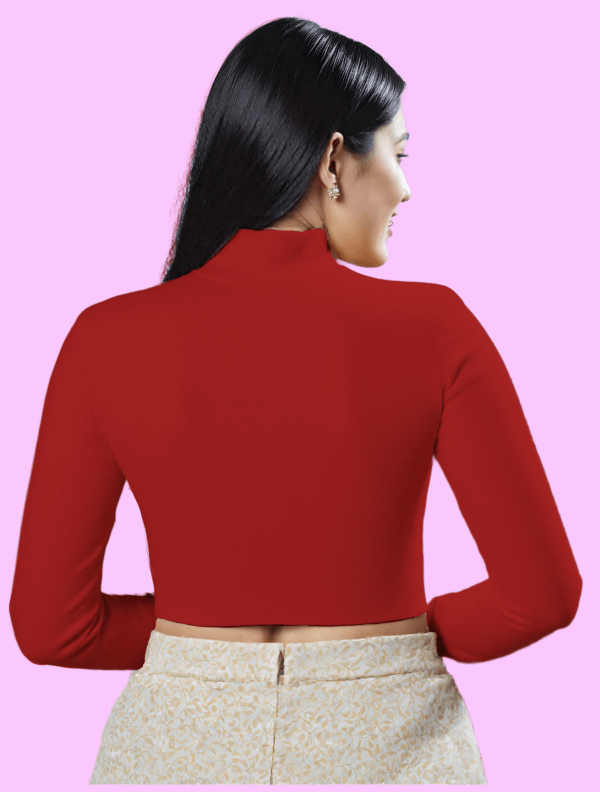 Back View plain-back-long-sleeves-sleeve-red-back-plain-back