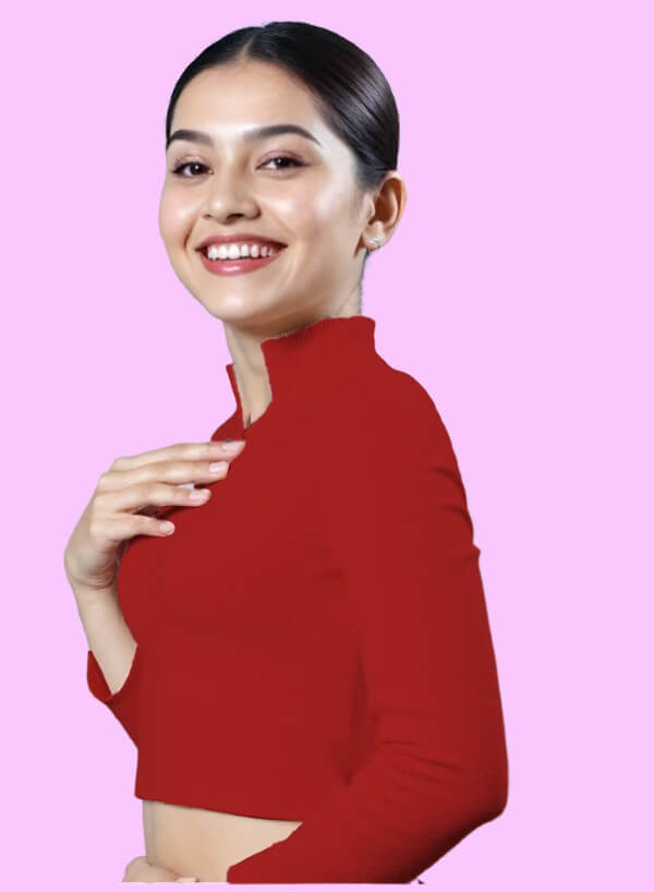 Left Sleeve View plain-back-long-sleeves-sleeve-red-sleeve_left-plain-sleeve-left