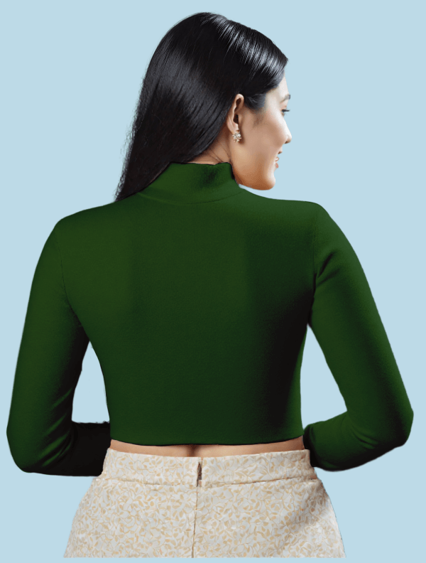 Back View plain-back-long-sleeves-sleeve-dark-green-back-plain-back