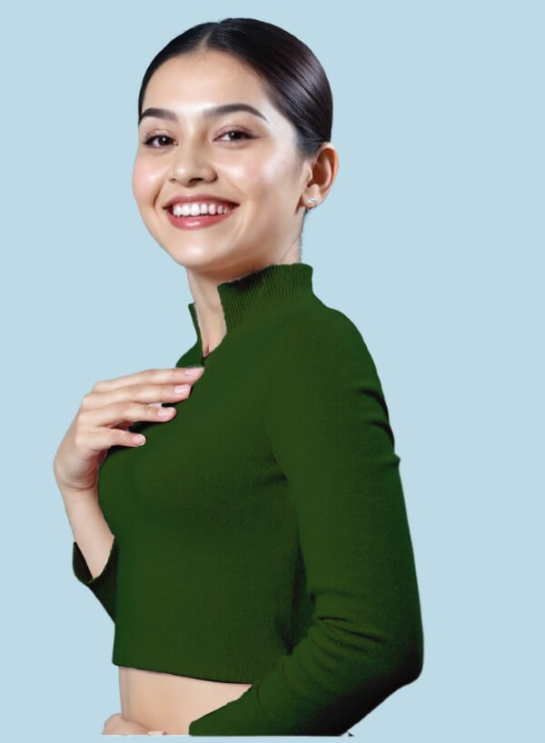 Left Sleeve View plain-back-long-sleeves-sleeve-dark-green-sleeve_left-plain-sleeve-left