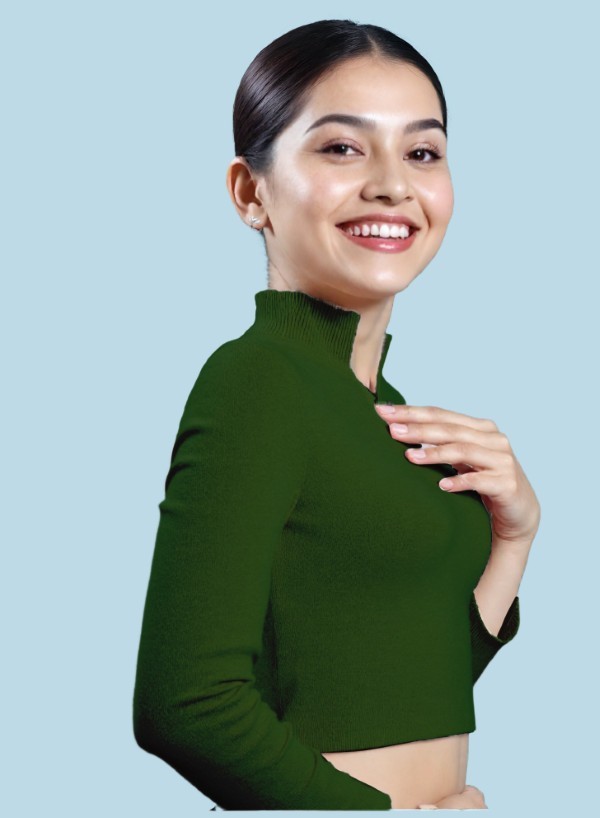 Right Sleeve View plain-back-long-sleeves-sleeve-dark-green-sleeve_right-plain-sleeve-right