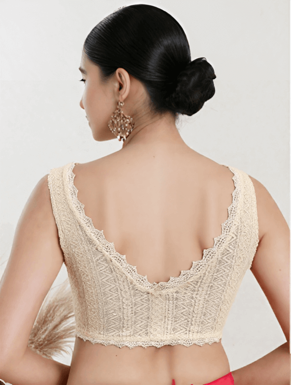 Back View deep-v-back-sleeveless-sleeve-cream-lace-back-plain-back