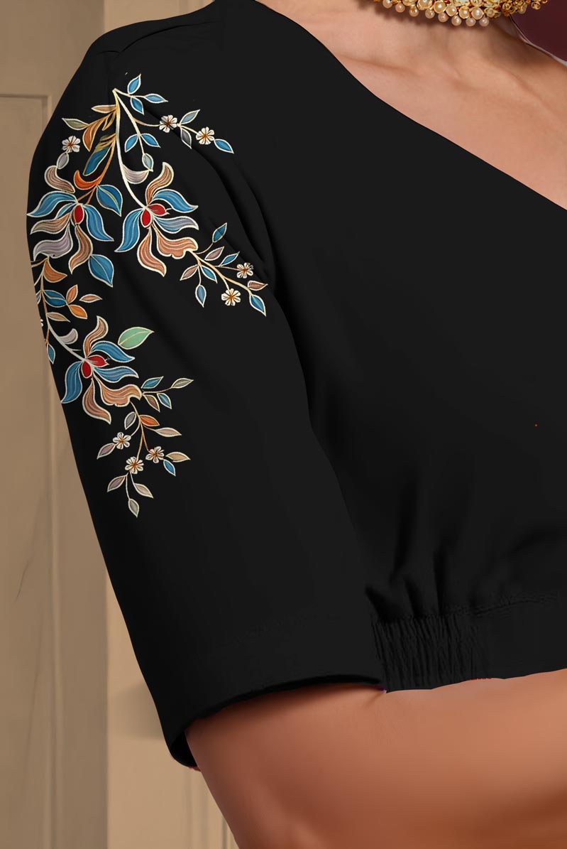 Right Sleeve View plain-back-elbow-sleeves-sleeve-black-sleeve_right-blue-vine-sleeve-right