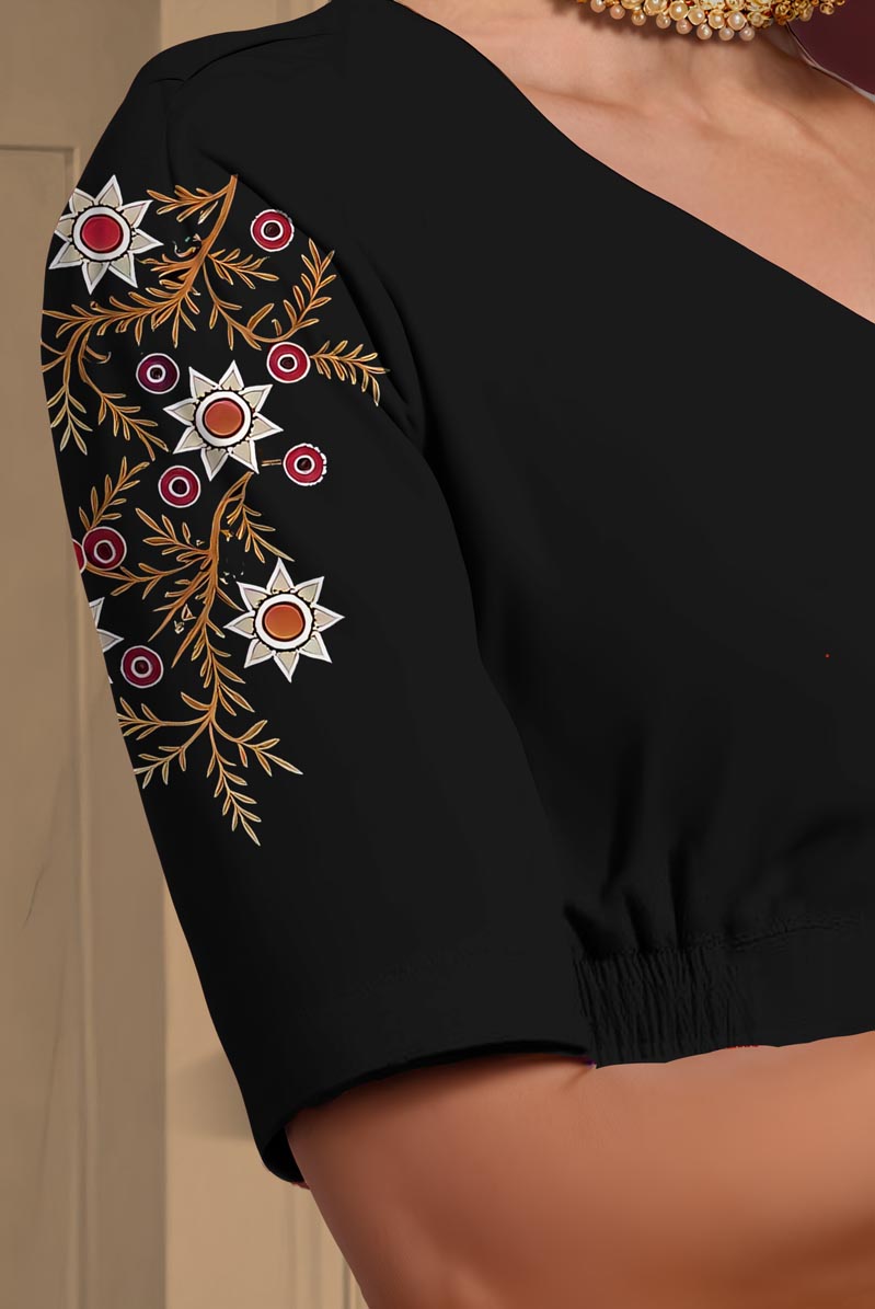 Right Sleeve View plain-back-elbow-sleeves-sleeve-black-sleeve_right-peacock-vine-sleeve-right