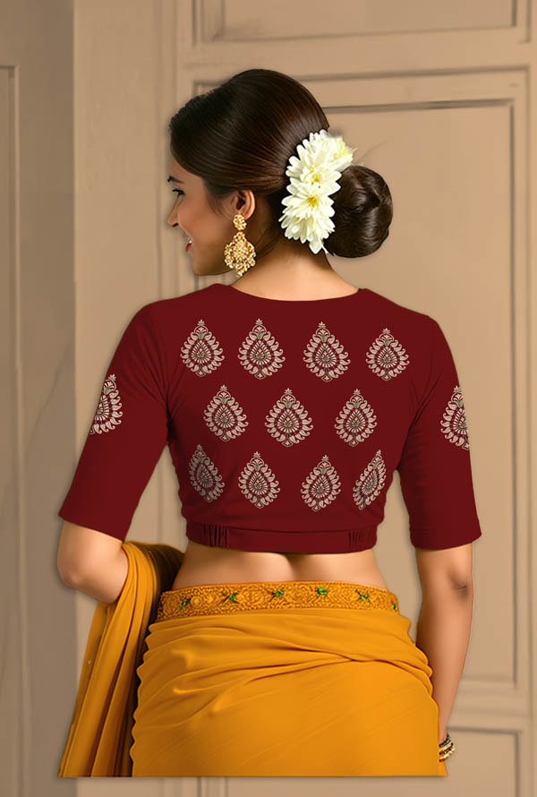 Back View plain-back-elbow-sleeves-sleeve-dark-red-back-cream-teardrop-butta-back