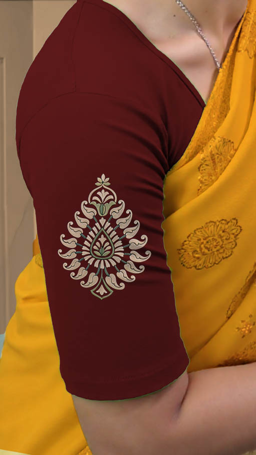 Right Sleeve View plain-back-elbow-sleeves-sleeve-dark-red-sleeve_right-cream-teardrop-butta-sleeve-right