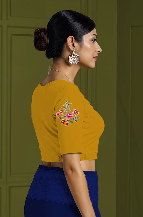 Right Sleeve View plain-back-elbow-sleeves-sleeve-deep-yellow-sleeve_right-flower-vine-sleeve-right