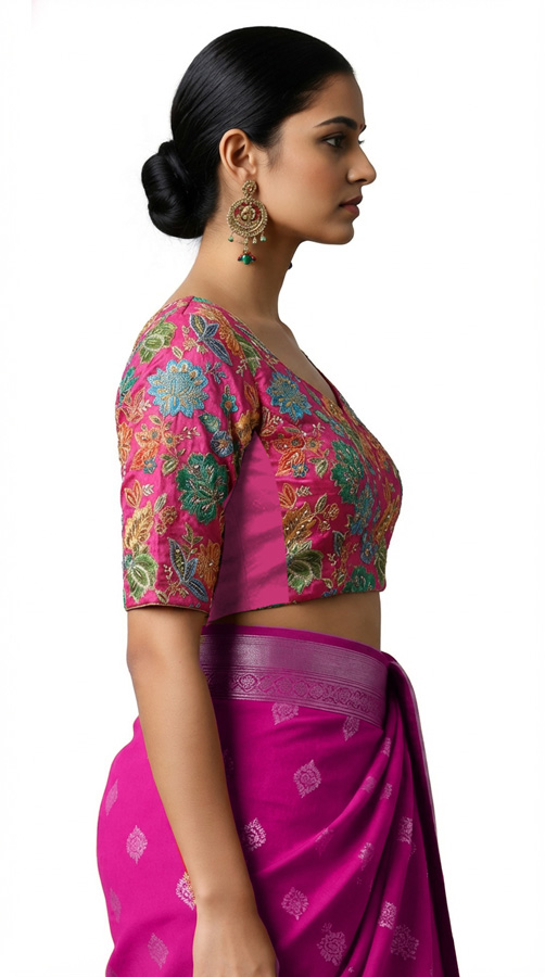 Right Sleeve View plain-back-elbow-sleeves-sleeve-embroidery-pink-sleeve_right-plain-sleeve-right