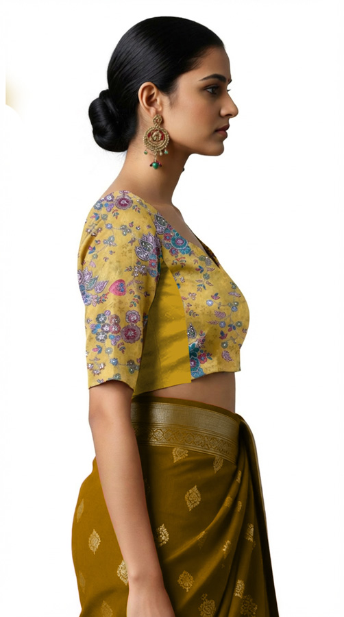 Right Sleeve View plain-back-elbow-sleeves-sleeve-embroidery-yellow-sleeve_right-plain-sleeve-right