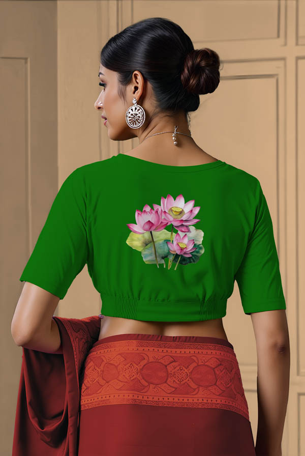 Back View plain-back-elbow-sleeves-sleeve-forest-green-back-watercolour-lotus