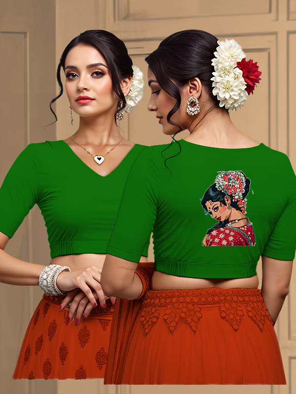 Back View plain-back-elbow-sleeves-sleeve-forest-green-main-front-plain-front-back-vintage-woman-back