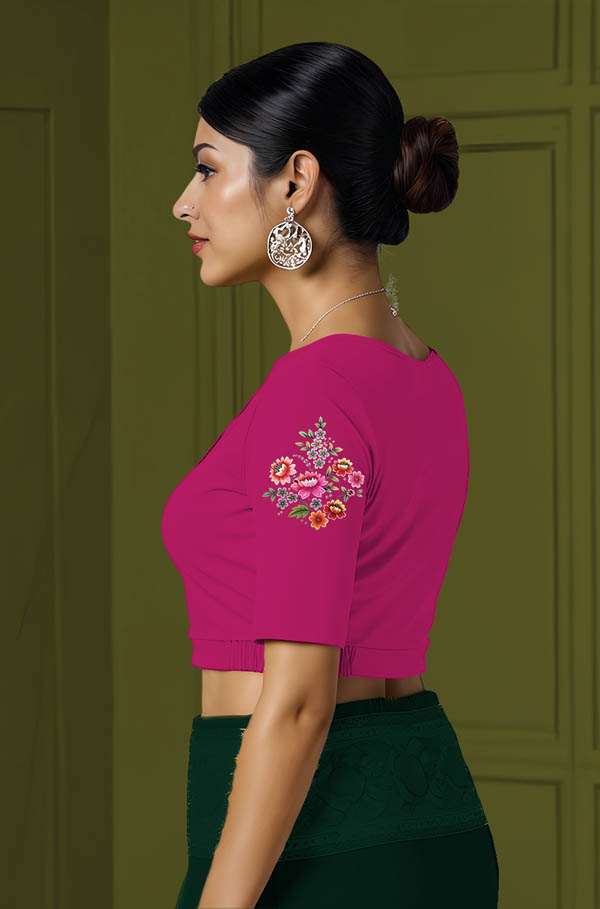 Left Sleeve View plain-back-elbow-sleeves-sleeve-hot-pink-sleeve_left-flower-vine-sleeve-left