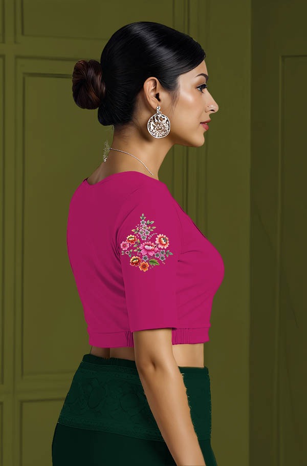 Right Sleeve View plain-back-elbow-sleeves-sleeve-hot-pink-sleeve_right-flower-vine-sleeve-right